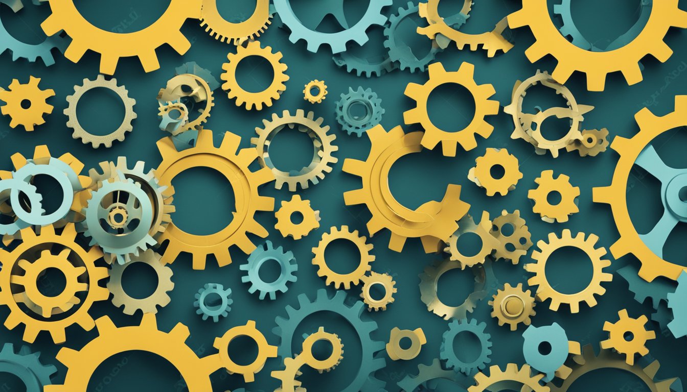 A network of interconnected gears and cogs, each representing a different aspect of the talent supply chain, working seamlessly together to optimize the flow of talent