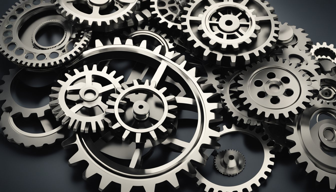A group of interconnected gears and cogs, each moving in sync and adjusting their positions to adapt to changing circumstances