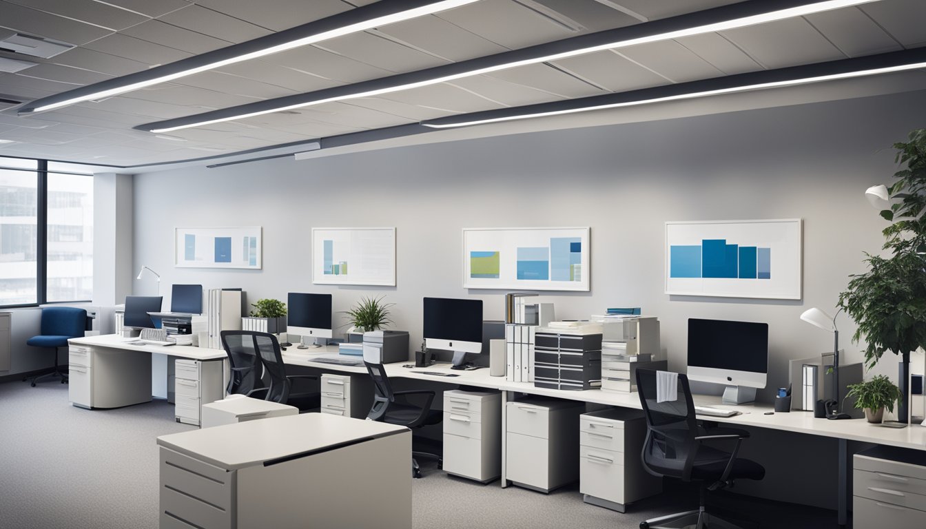 An office with computers and filing cabinets, showing HR automation processes and challenges
